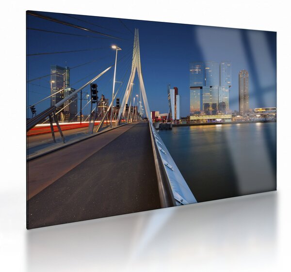 Kép - Alkonyat Rotterdamban, Hollandia (üvegen) (70x50 cm)