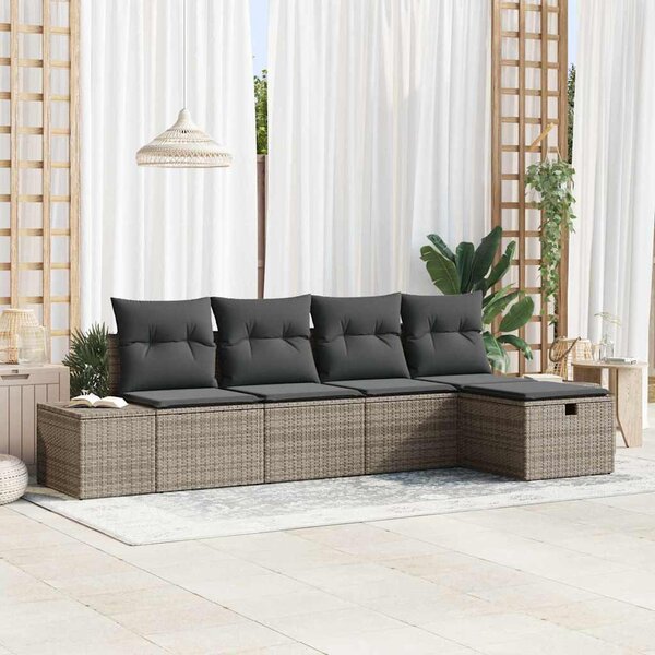Kanapé Szett párnával 5 pcs polirattan