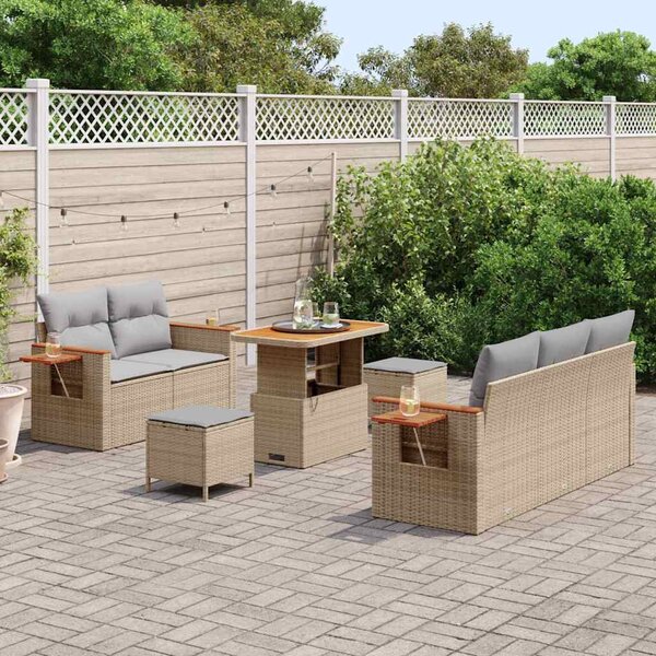 Kerti Kanapé Szett párnával 8 pcs Beige és Világosszürke