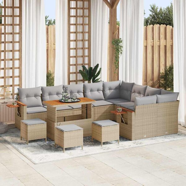 Kerti Kanapé Szett párnával 13 pcs Beige és Világosszürke