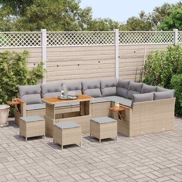 Kerti Kanapé Szett párnával 13 pcs Beige és Világosszürke