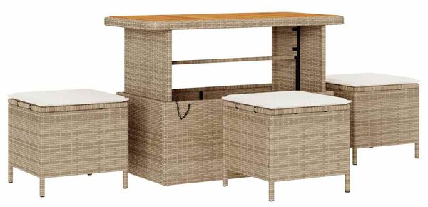 Kerti Kanapé Szett párnával tárolóval 10 pcs Bézs Poli rattan