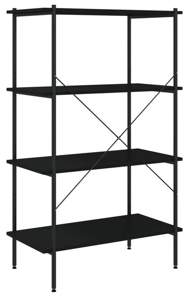 Fekete 4 szintes polcrendszer 80 x 40 x 130 cm