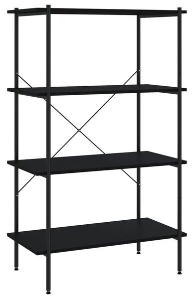 Fekete 4 szintes polcrendszer 80 x 40 x 130 cm