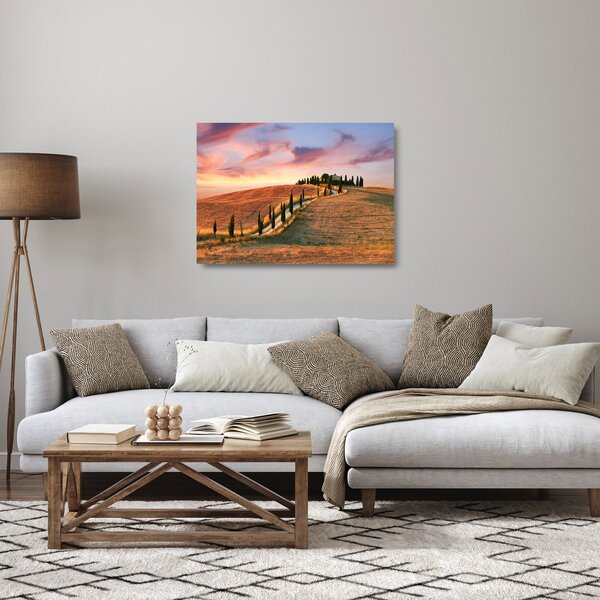 Kép - Ház a dombon, Toszkána, Olaszország (üvegen) (70x50 cm)