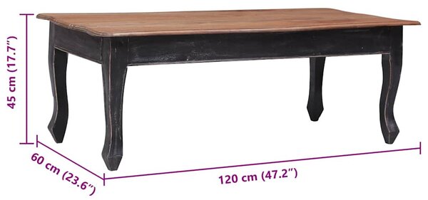 Fekete tömör mahagóni dohányzóasztal 120 x 60 x 45 cm