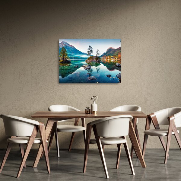 Kép - Lake Hintersee, Bajor - Alpok, Ausztria (üvegen) (70x50 cm)