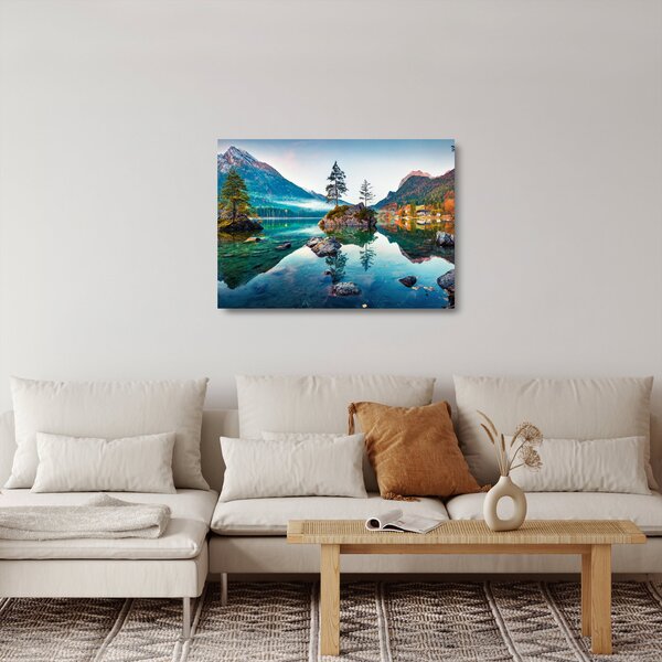 Kép - Lake Hintersee, Bajor - Alpok, Ausztria (üvegen) (70x50 cm)