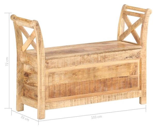 Tömör mangófa előszobai pad 103 x 33 x 72 cm