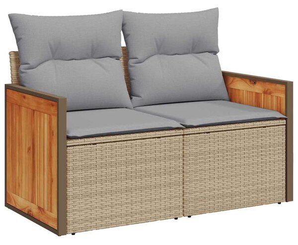 Kerti Kanapé Szett 10 pcs Beige és Világosszürke polirattan
