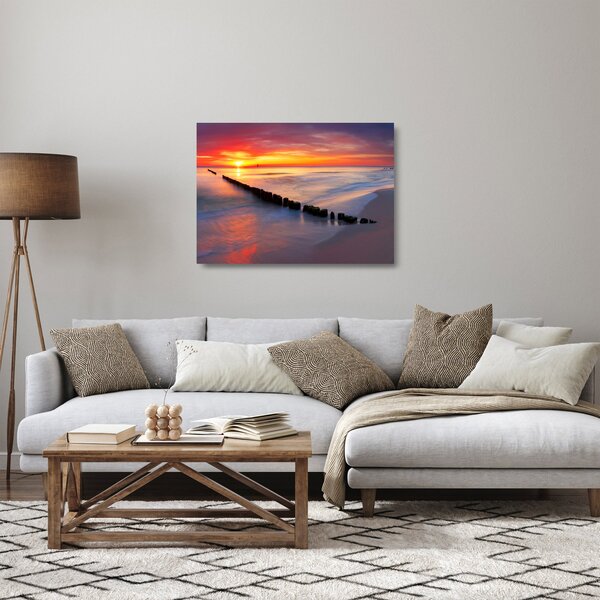 Kép - Naplemente, Balti tenger, Lengyelország (üvegen) (70x50 cm)