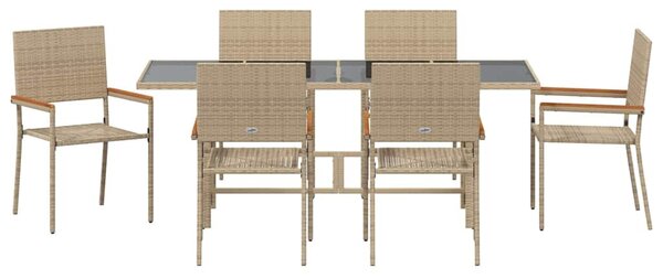 Kert étkező szett 7 pcs Bézs polirattan