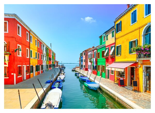 Kép - Burano sziget, Velence, Olaszország (üvegen) (70x50 cm)