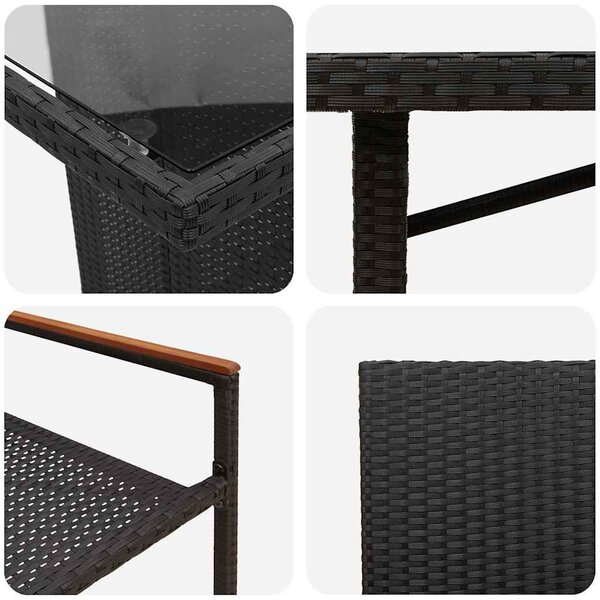 Kert étkező szett 9 pcs Fekete polirattan