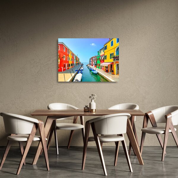Kép - Burano sziget, Velence, Olaszország (üvegen) (70x50 cm)