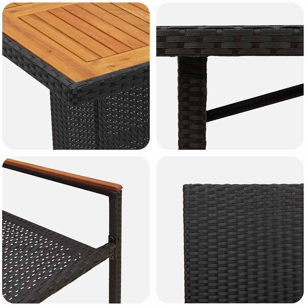 Kert étkező szett 7 pcs Fekete polirattan