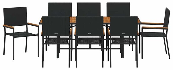 Kert étkező szett 9 pcs Fekete polirattan