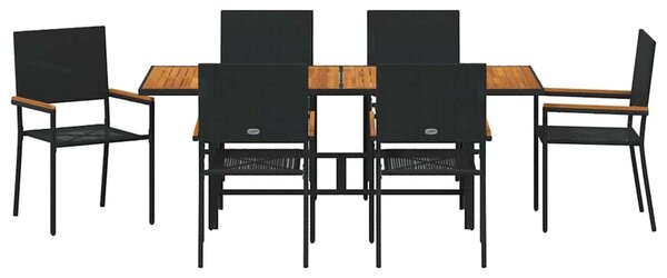 Kert étkező szett 7 pcs Fekete polirattan