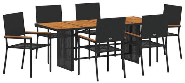Kert étkező szett 7 pcs Fekete polirattan