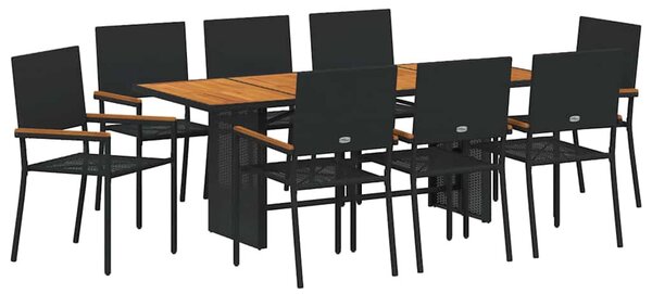 Kert étkező szett 9 pcs Fekete polirattan