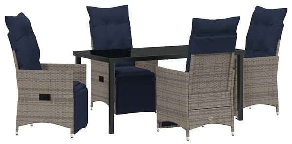 Asztal és szék szett párnával 5 pcs Szürke PE Rattan