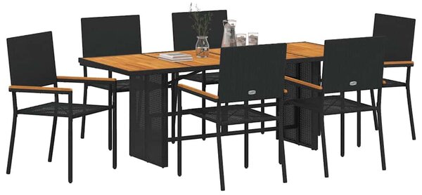 Kert étkező szett 7 pcs Fekete polirattan