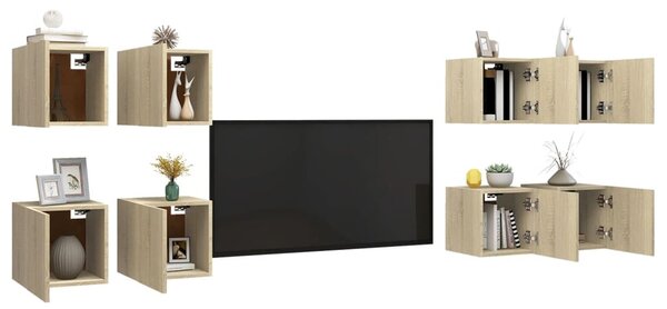 8 db sonoma tölgy falra szerelhető TV-szekrény 30,5x30x30 cm