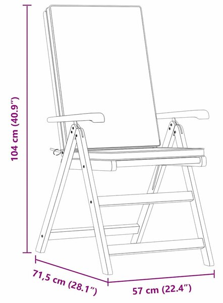 Kerti Szék 4 pcs Barna és fehér 57 x 71,5 x 104 cm Tömör Teakfa