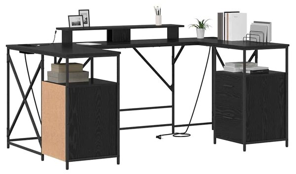 Asztal fiókkal Musta tammi 182 x 101 x 87.5 cm Faanyag