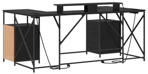 Asztal fiókkal Musta tammi 182 x 101 x 87.5 cm Faanyag