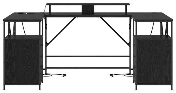 Asztal fiókkal Musta tammi 182 x 101 x 87.5 cm Faanyag