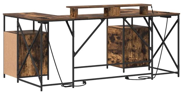 Asztal fiókkal Füstölt tölgy 182 x 101 x 87.5 cm Faanyag