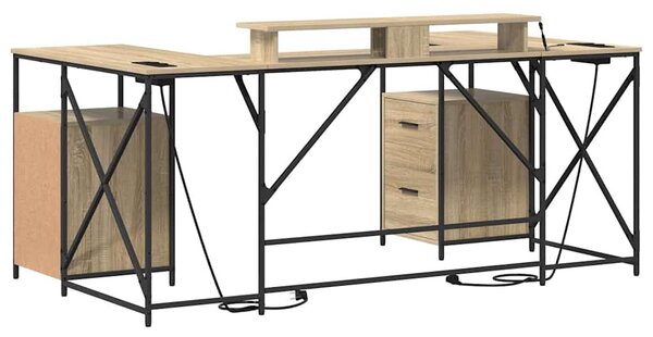 Asztal fiókkal sonoma tölgy 182 x 101 x 87.5 cm Faanyag