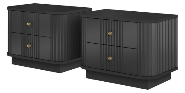 Vesper éjjeliszekrény készlet 2 db-os 56 cm - fekete / arany fogantyúk