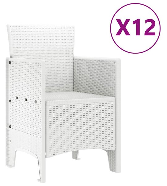 Kert étkező szett 13 db Fehér Poli rattan
