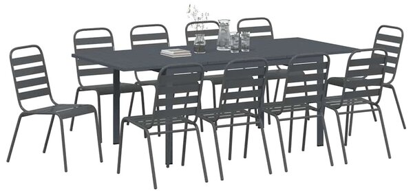 Kert étkező szett 11 db Antracit Porfestett acél