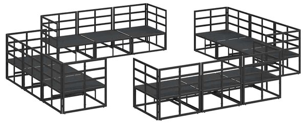 VidaXL Kerti Kanapé Szett 12 pcs Fekete Fém
