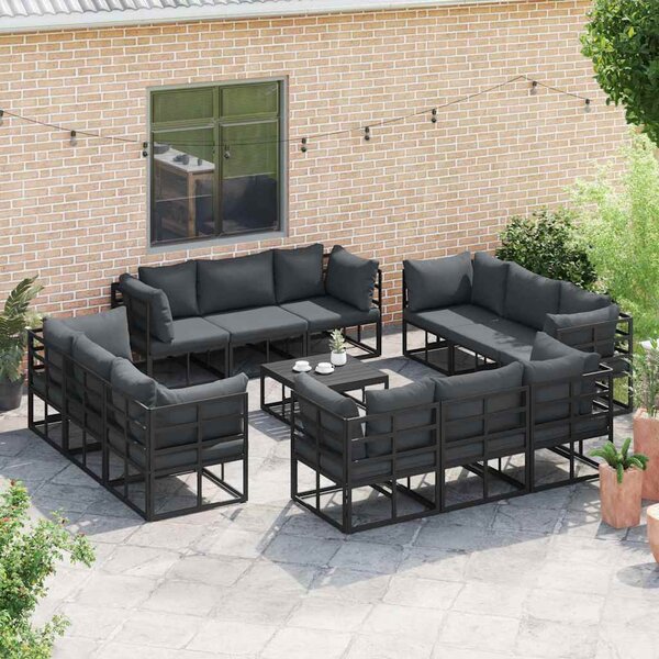 VidaXL Kerti Kanapé Szett 12 pcs Fekete Fém