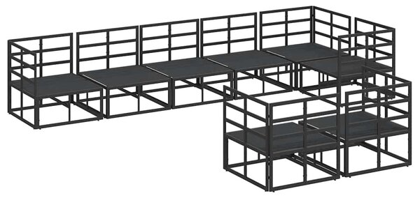 Kerti Kanapé Szett párnával 8 pcs Fekete Alumínium