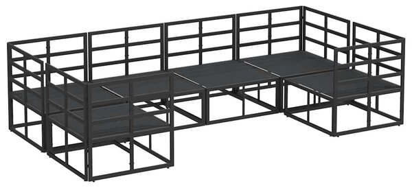 Kerti Kanapé Szett párnával 6 pcs Fekete Alumínium