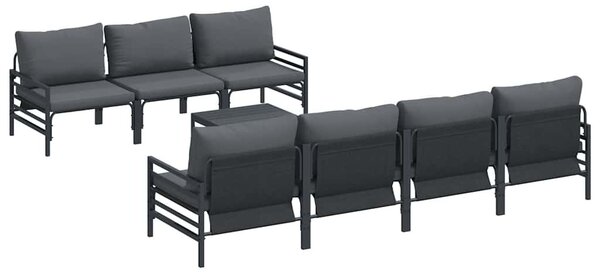 Kerti Kanapé Szett párnával 8 pcs Fekete Acél
