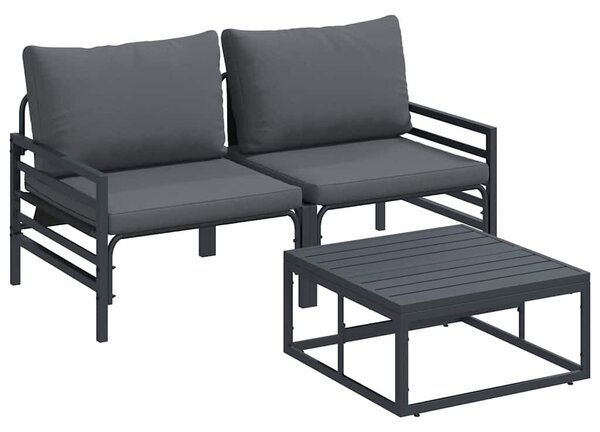 Kerti Kanapé Szett 3 pcs Antracitszürke Acél