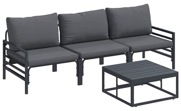 Kerti Kanapé Szett 4 pcs Antracitszürke Acél