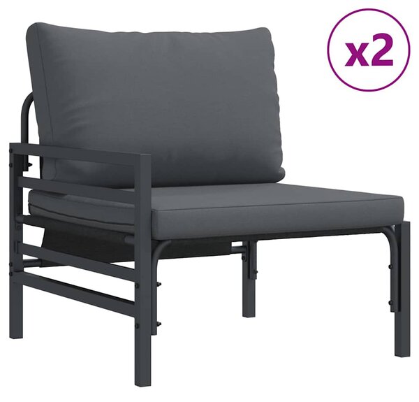 Kerti Kanapé Szett 4 pcs Antracitszürke Acél