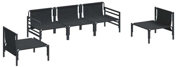 Kerti Kanapé Szett párnával 5 pcs Fekete Acél