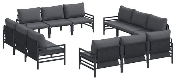 Kerti Kanapé Szett 12 pcs Antracitszürke Acél