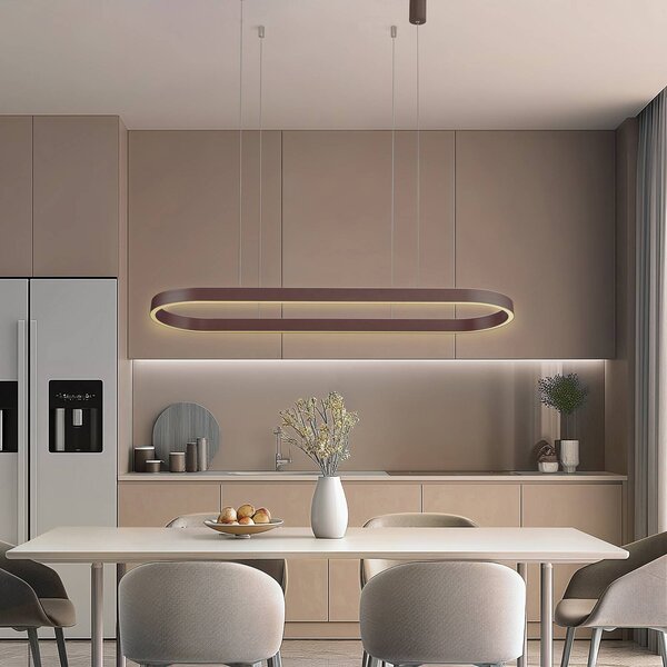 Lucande Smart LED függőlámpa Melinay, kávé, CCT, Tuya, dimmelhető, Barna / rozsda, Nappali / Étkező, Alumínium, Modern