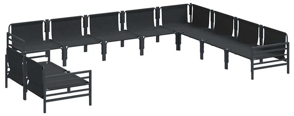 Kerti Kanapé Szett párnával 10 pcs Fekete Acél