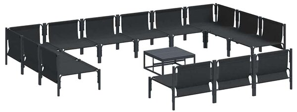 Kerti Kanapé Szett 14 pcs Antracitszürke Acél