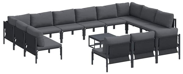 Kerti Kanapé Szett 14 pcs Antracitszürke Acél
